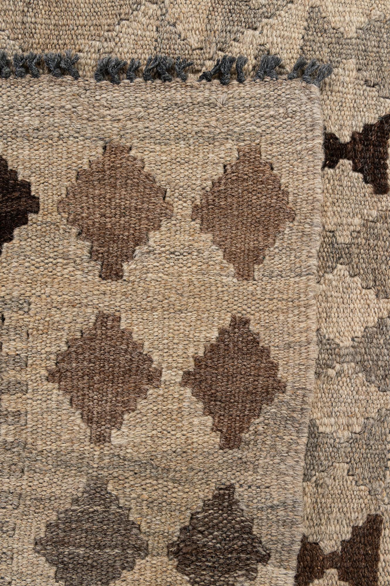5' 3 x 6' 7 Hand Woven Kilim Maymana Wool Rug