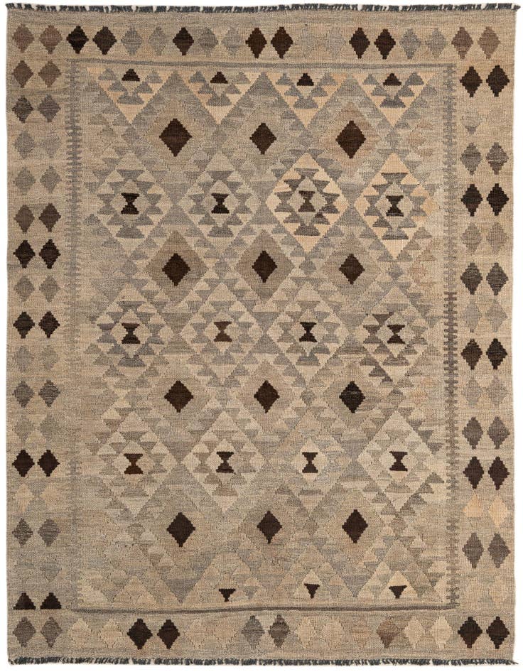 Detail image of 5' 3 x 6' 7 Hand Woven Kilim Maymana Wool Rug