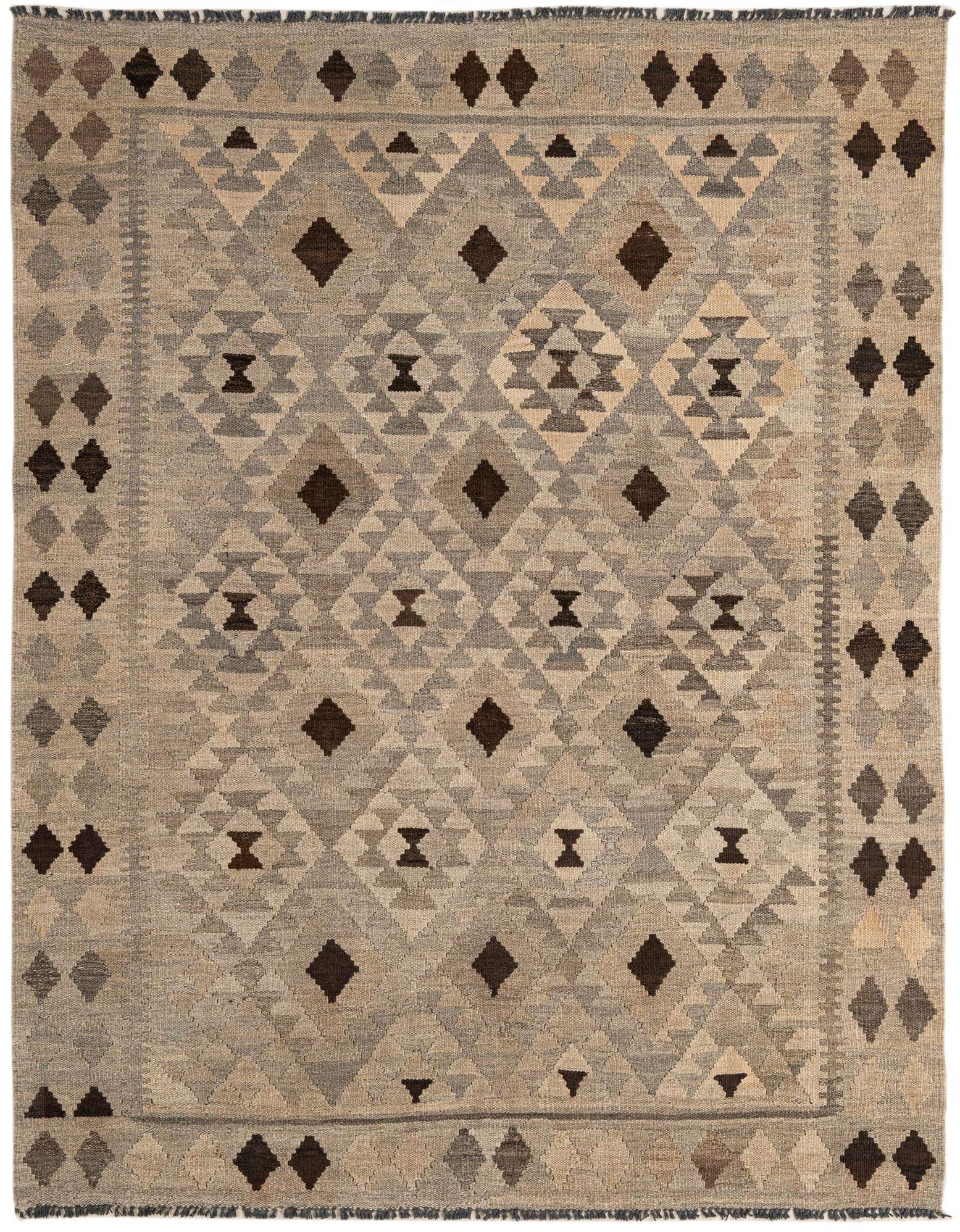5' 3 x 6' 7 Hand Woven Kilim Maymana Wool Rug