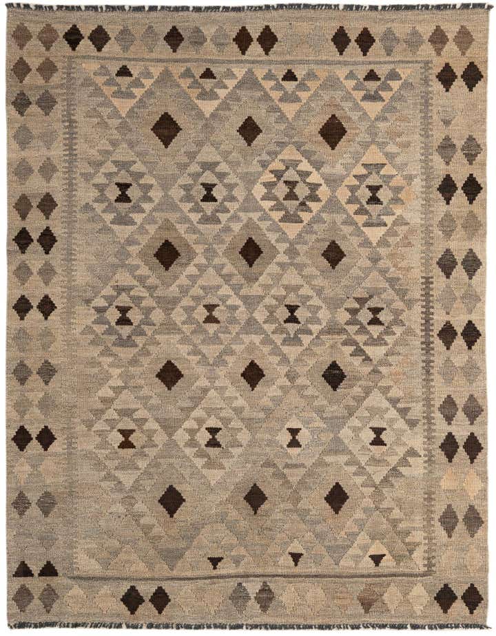5' 3 x 6' 7 Hand Woven Kilim Maymana Wool Rug