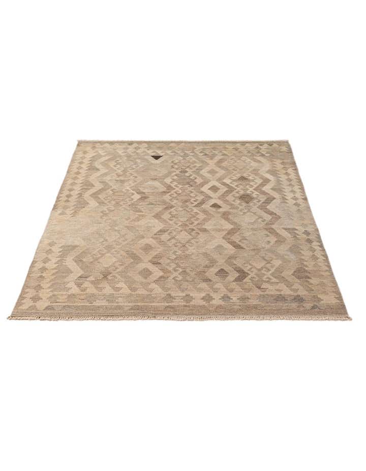 5' 3 x 6' 8 Hand Woven Kilim Maymana Wool Rug