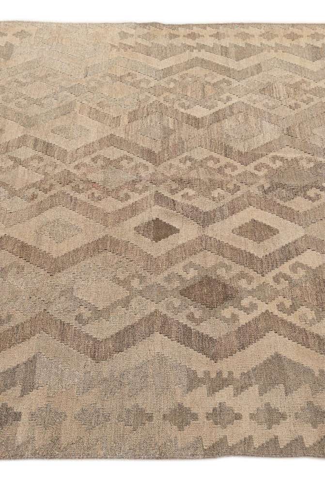 5' 3 x 6' 8 Hand Woven Kilim Maymana Wool Rug