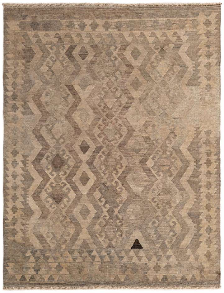 5' 3 x 6' 8 Hand Woven Kilim Maymana Wool Rug