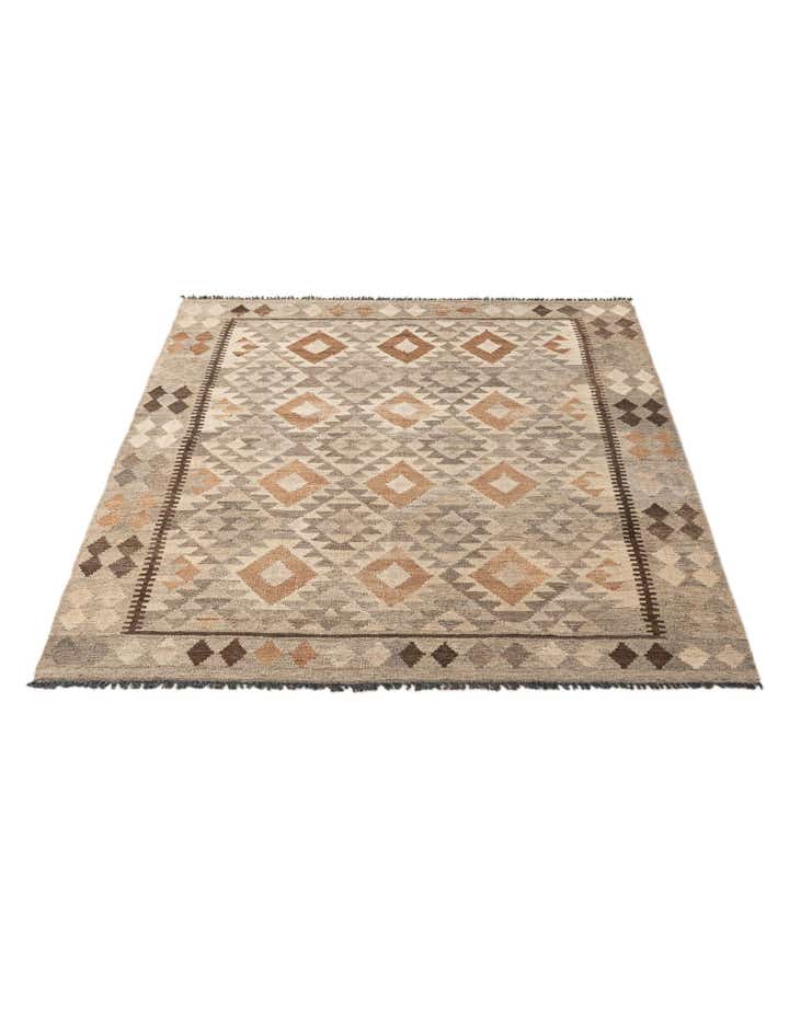 5' 2 x 6' 8 Hand Woven Kilim Maymana Wool Rug