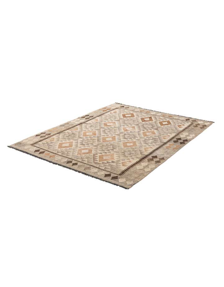 5' 2 x 6' 8 Hand Woven Kilim Maymana Wool Rug