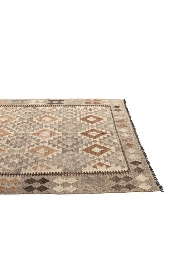 5' 2 x 6' 8 Hand Woven Kilim Maymana Wool Rug
