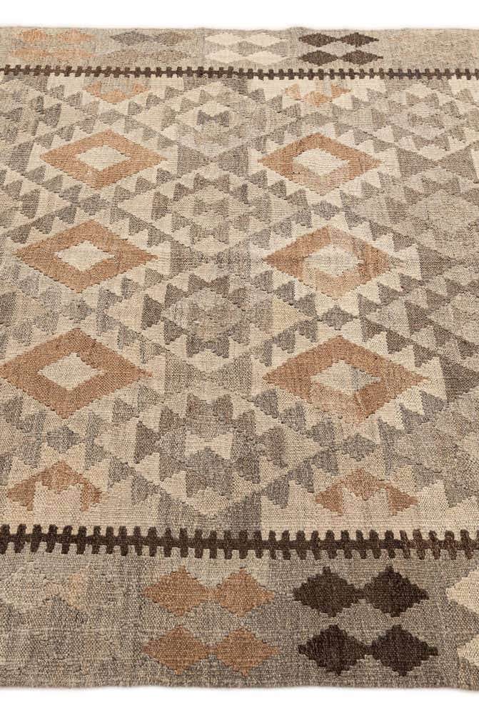 5' 2 x 6' 8 Hand Woven Kilim Maymana Wool Rug