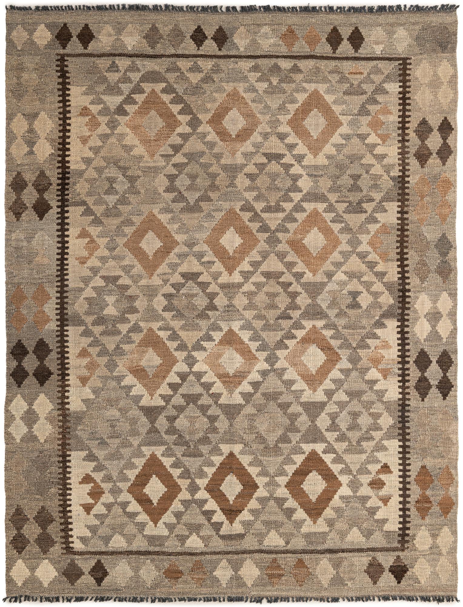 5' 2 x 6' 8 Hand Woven Kilim Maymana Wool Rug