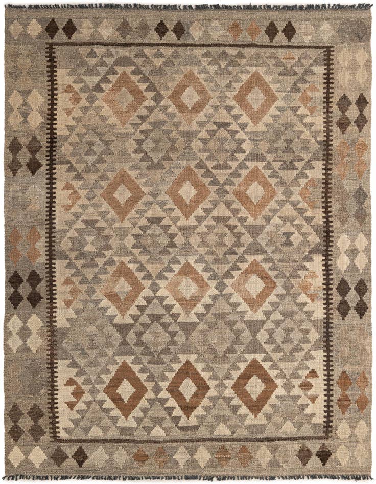 Detail image of 5' 2 x 6' 8 Hand Woven Kilim Maymana Wool Rug