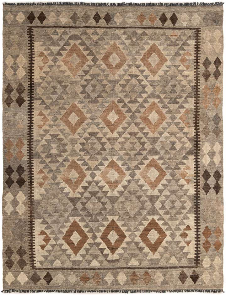 5' 2 x 6' 8 Hand Woven Kilim Maymana Wool Rug