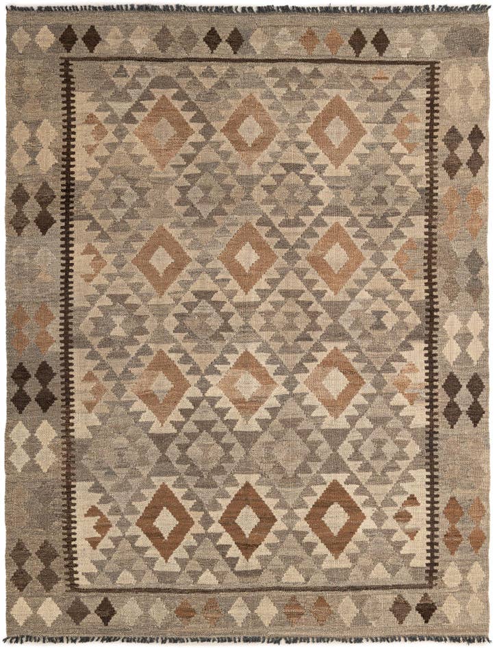 Detail image of 5' 2 x 6' 8 Hand Woven Kilim Maymana Wool Rug