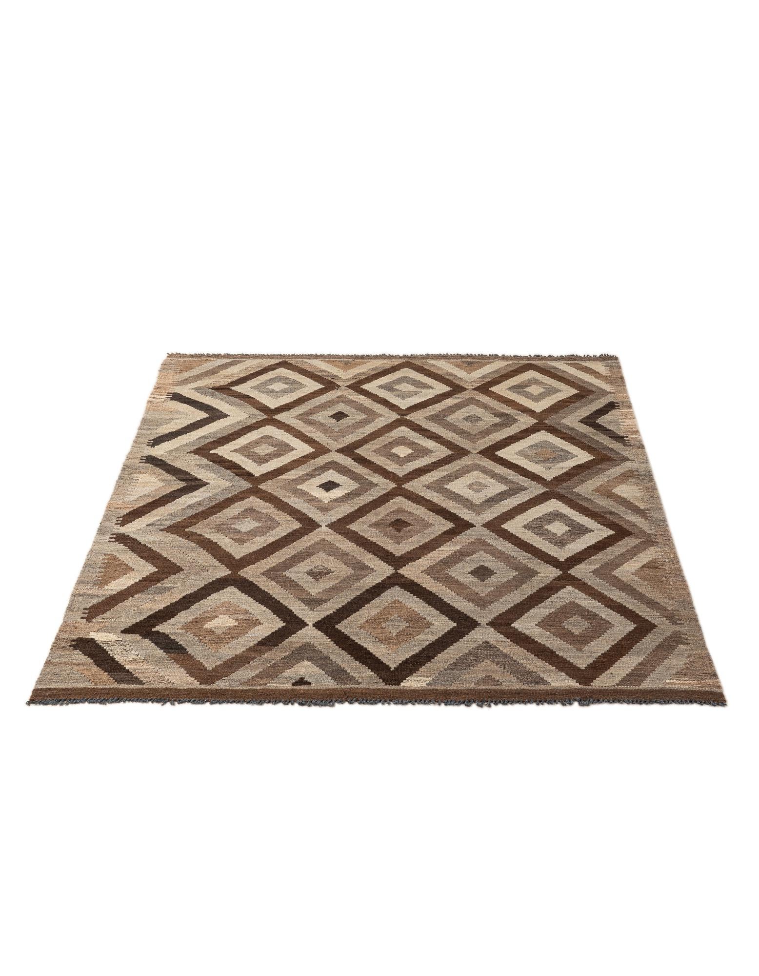 5' 1 x 6' 7 Hand Woven Kilim Maymana Wool Rug