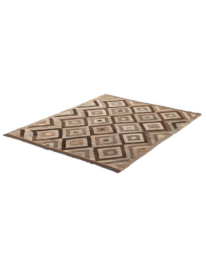 5' 1 x 6' 7 Hand Woven Kilim Maymana Wool Rug