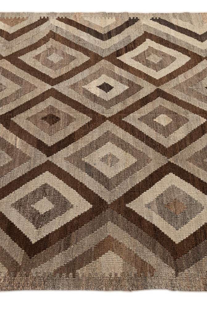 5' 1 x 6' 7 Hand Woven Kilim Maymana Wool Rug