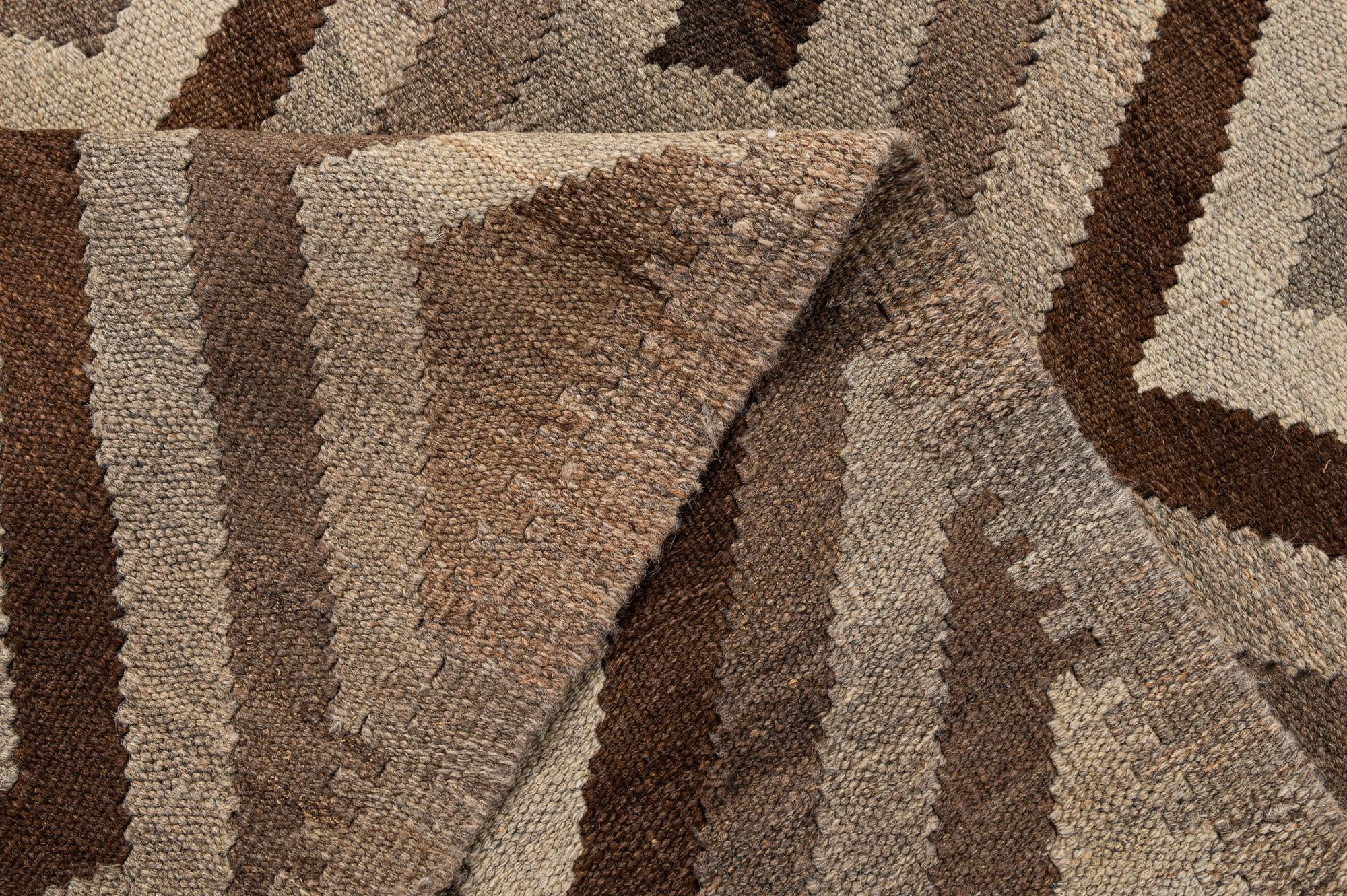 5' 1 x 6' 7 Hand Woven Kilim Maymana Wool Rug