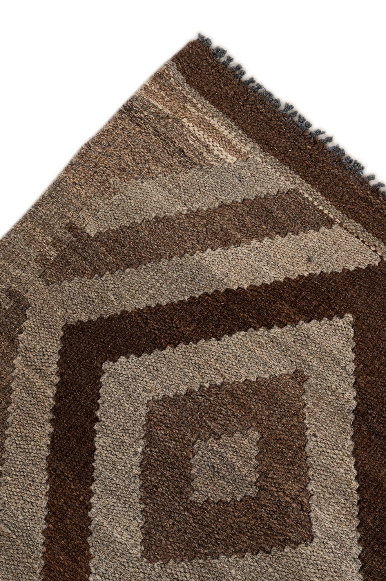 5' 1 x 6' 7 Hand Woven Kilim Maymana Wool Rug