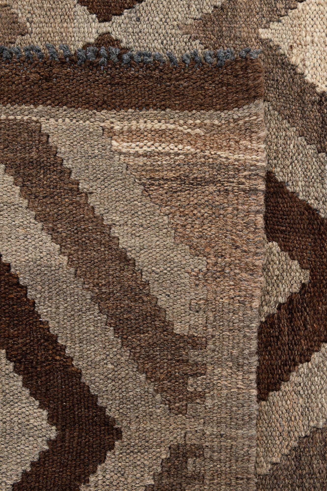 5' 1 x 6' 7 Hand Woven Kilim Maymana Wool Rug