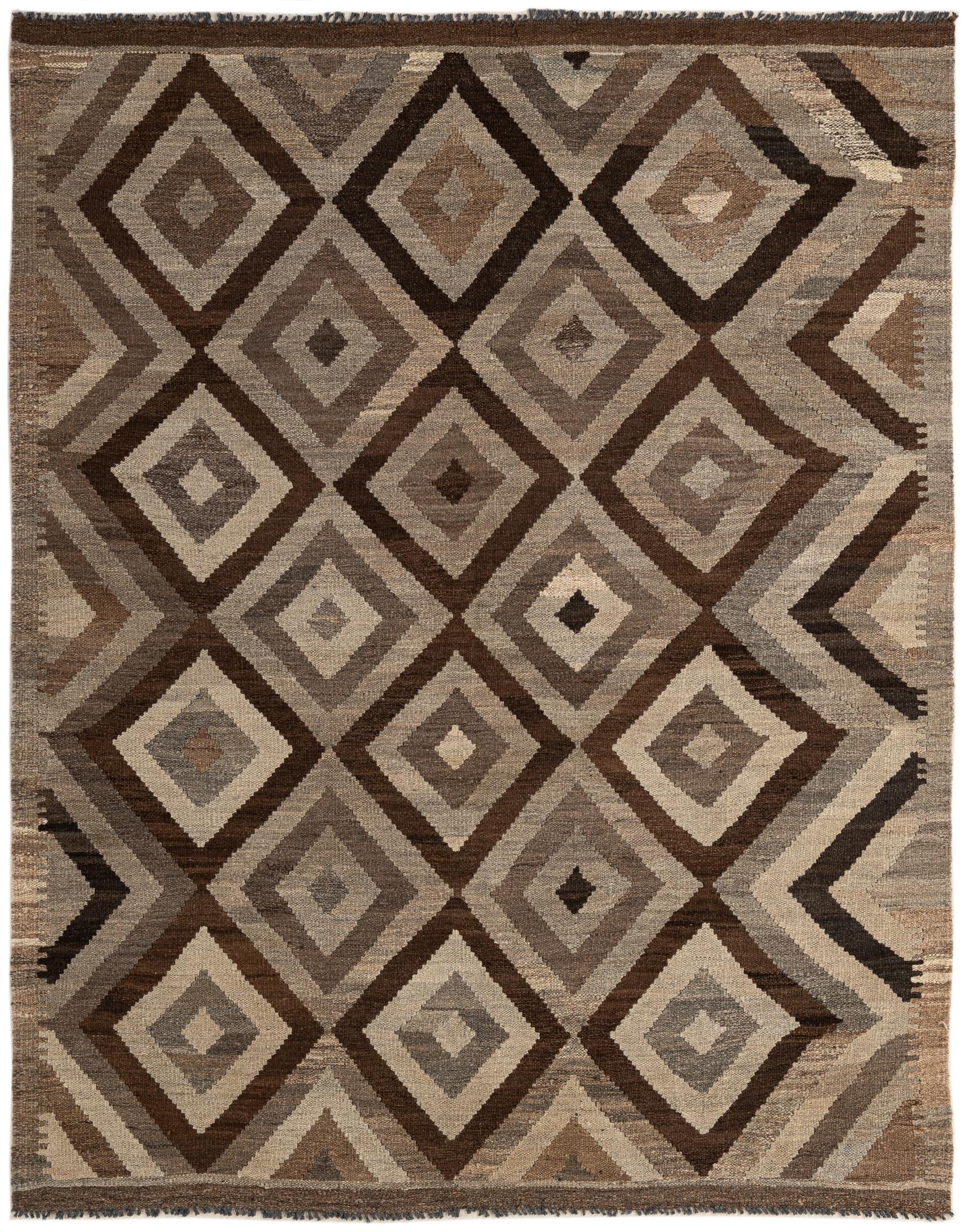 5' 1 x 6' 7 Hand Woven Kilim Maymana Wool Rug