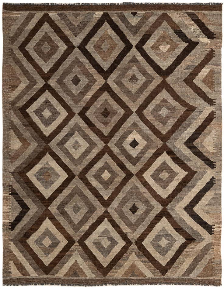 Detail image of 5' 1 x 6' 7 Hand Woven Kilim Maymana Wool Rug