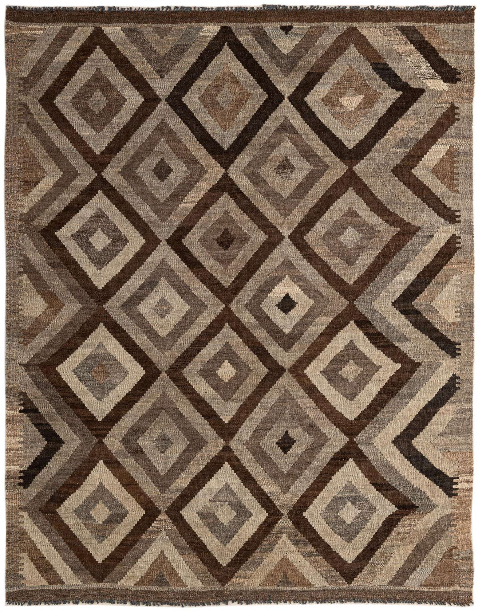 5' 1 x 6' 7 Hand Woven Kilim Maymana Wool Rug