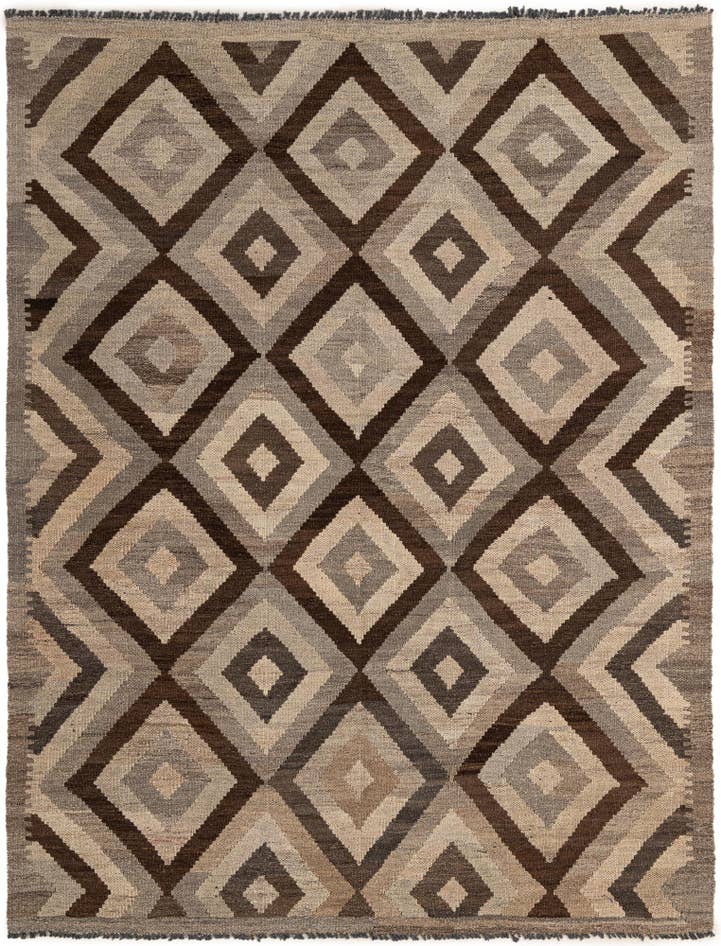 Detail image of 5' x 6' 7 Hand Woven Kilim Maymana Wool Rug
