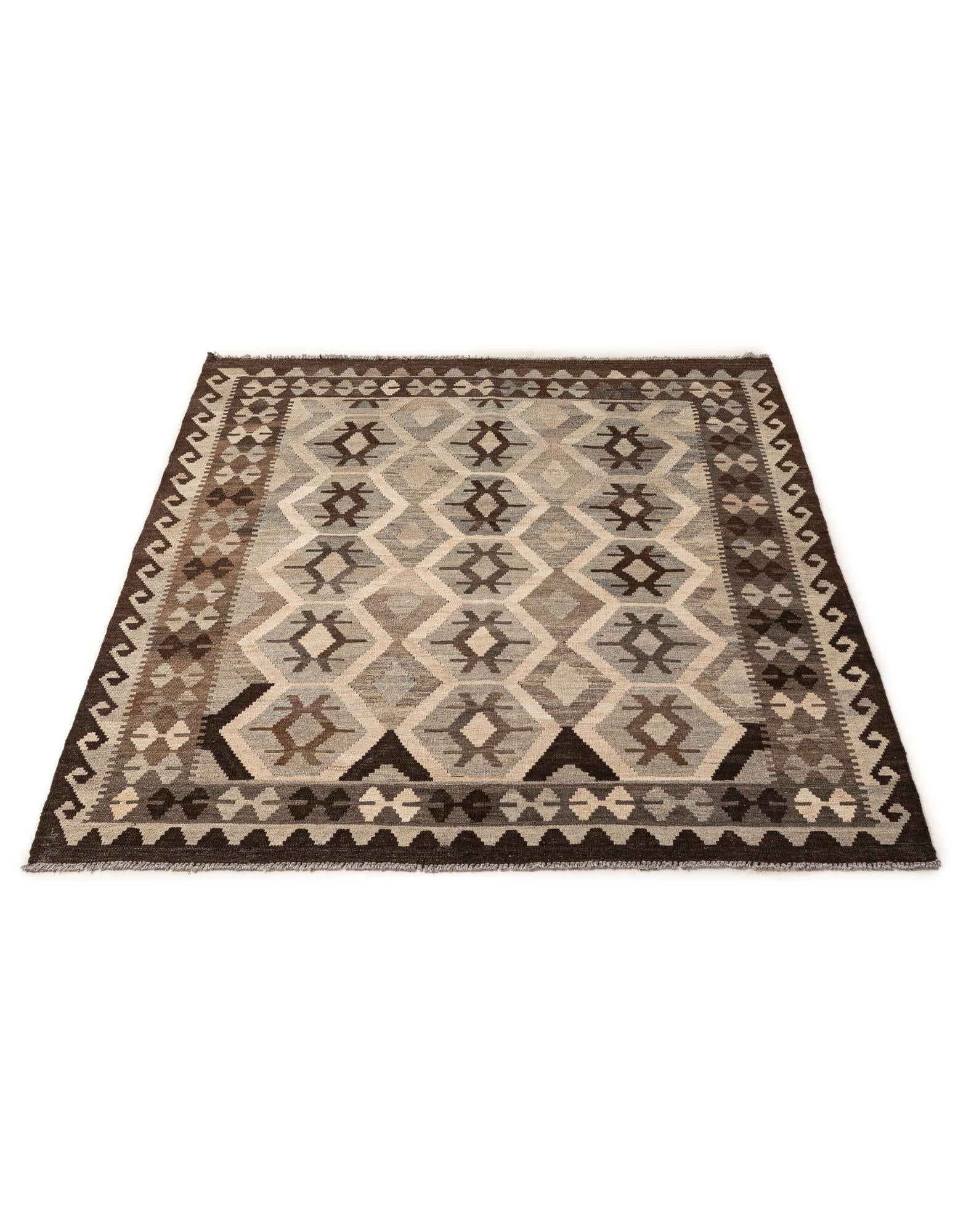 5' x 6' 6 Hand Woven Kilim Maymana Wool Rug