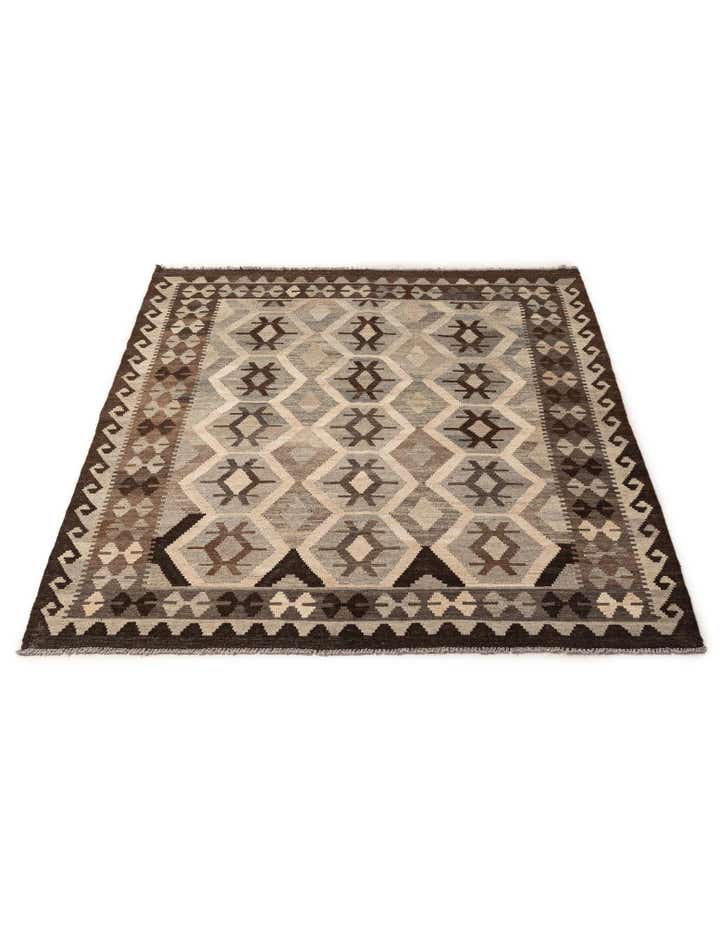 5' x 6' 6 Hand Woven Kilim Maymana Wool Rug