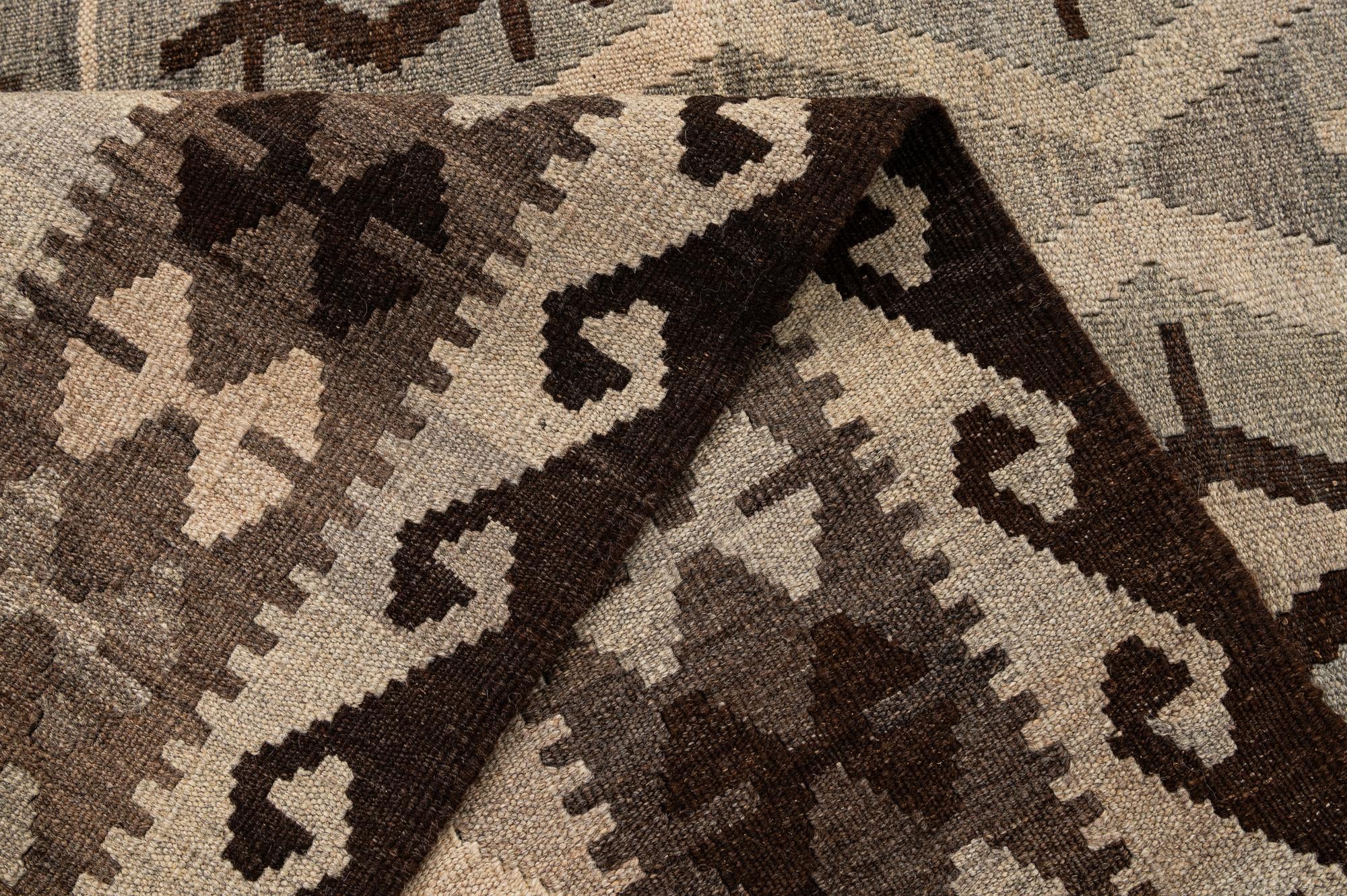 5' x 6' 6 Hand Woven Kilim Maymana Wool Rug