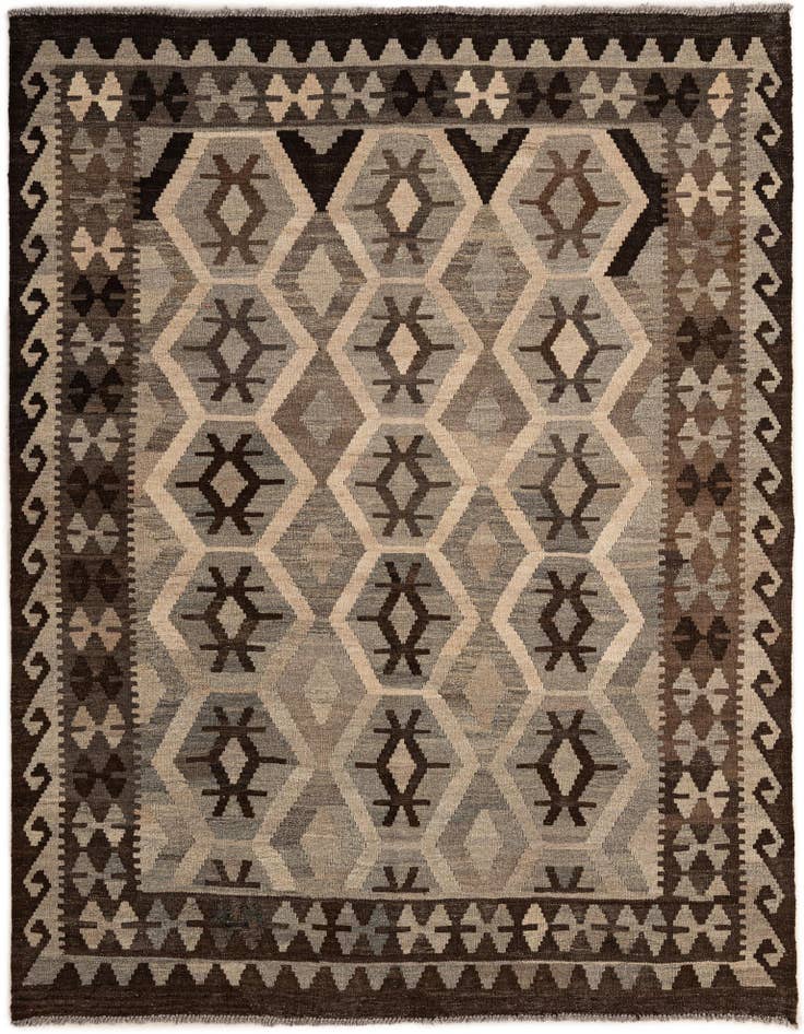 Detail image of 5' x 6' 6 Hand Woven Kilim Maymana Wool Rug