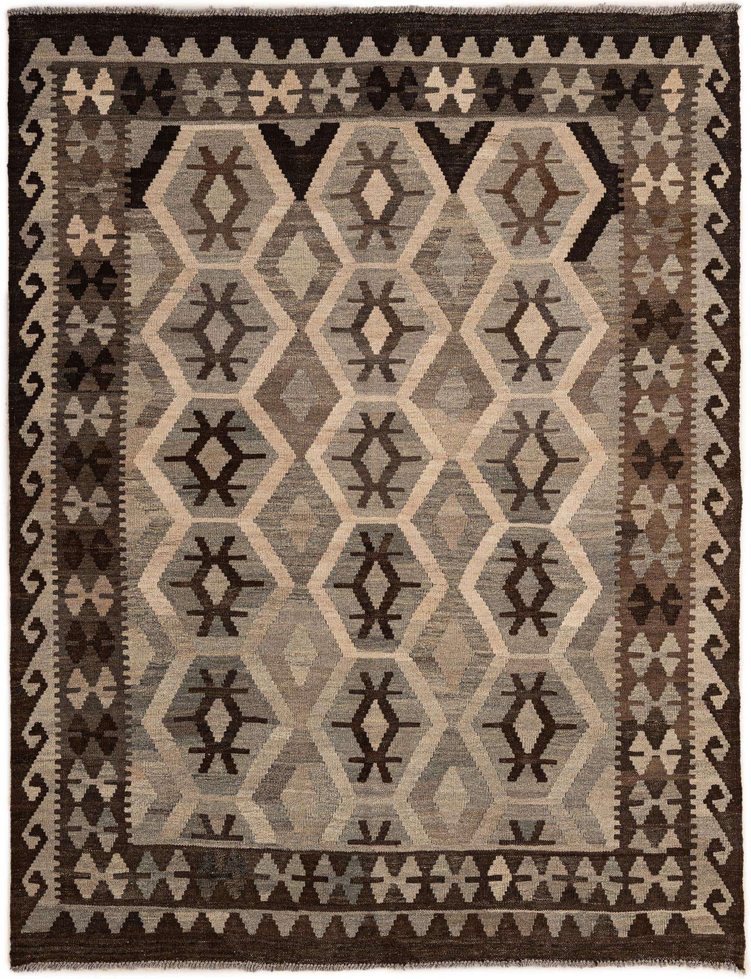 5' x 6' 6 Hand Woven Kilim Maymana Wool Rug