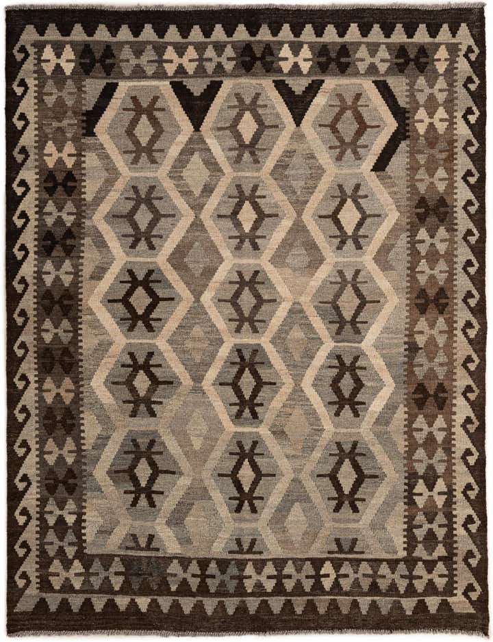 5' x 6' 6 Hand Woven Kilim Maymana Wool Rug