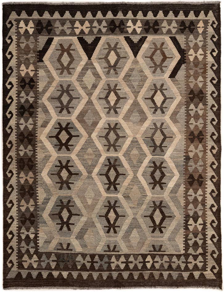 Detail image of 5' x 6' 6 Hand Woven Kilim Maymana Wool Rug