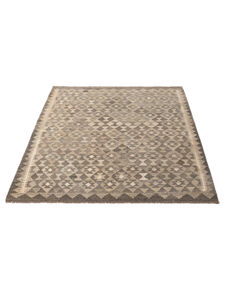 Detail image of 5' 1 x 6' 6 Hand Woven Kilim Maymana Wool Rug