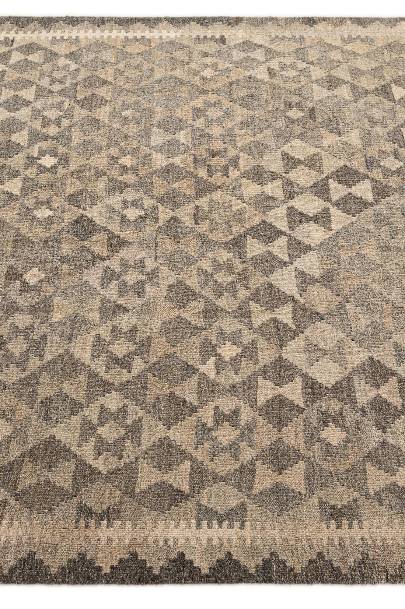 5' 1 x 6' 6 Hand Woven Kilim Maymana Wool Rug