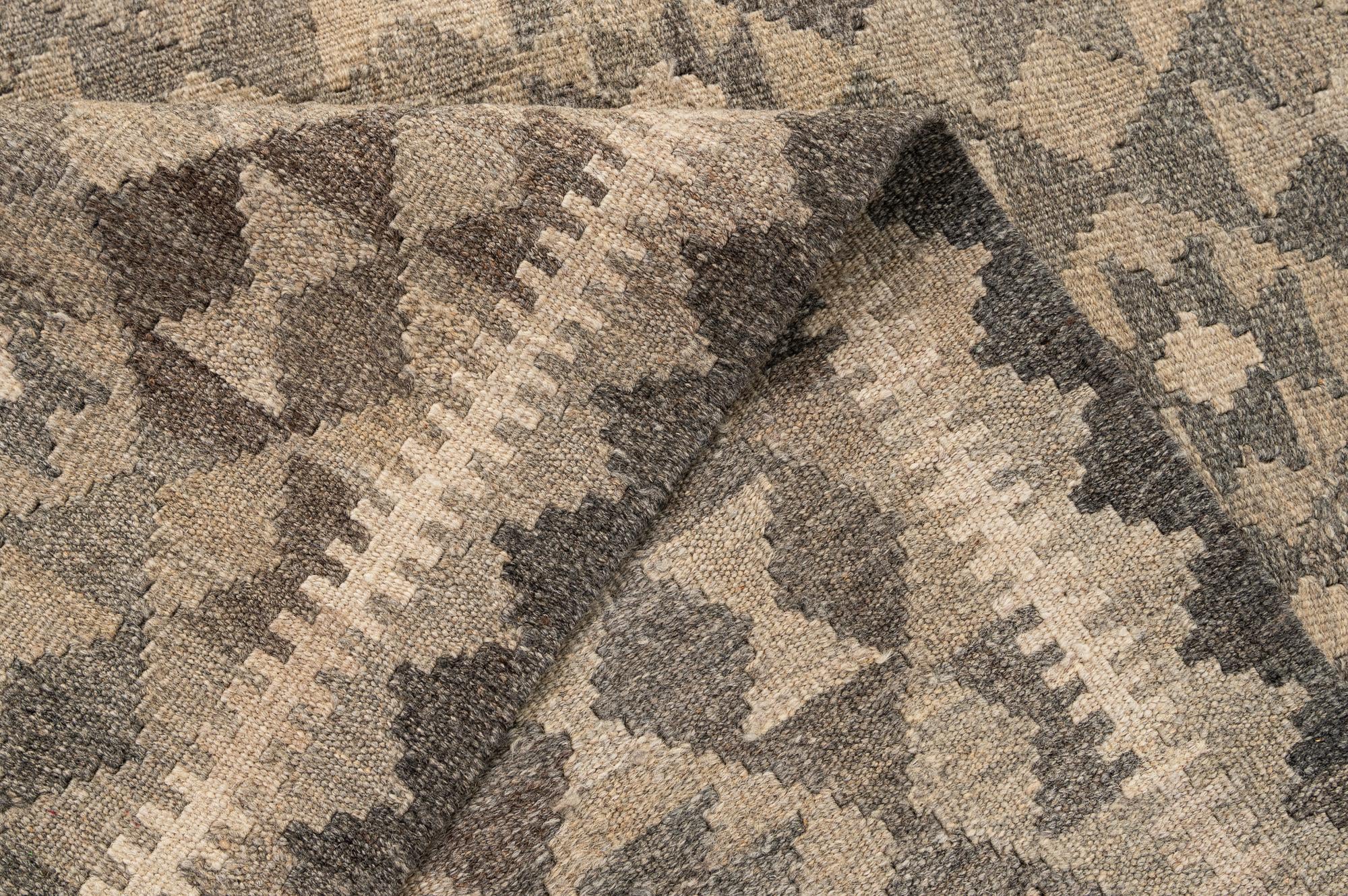 5' 1 x 6' 6 Hand Woven Kilim Maymana Wool Rug