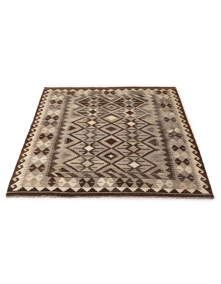5' 5 x 6' 8 Hand Woven Kilim Maymana Wool Rug