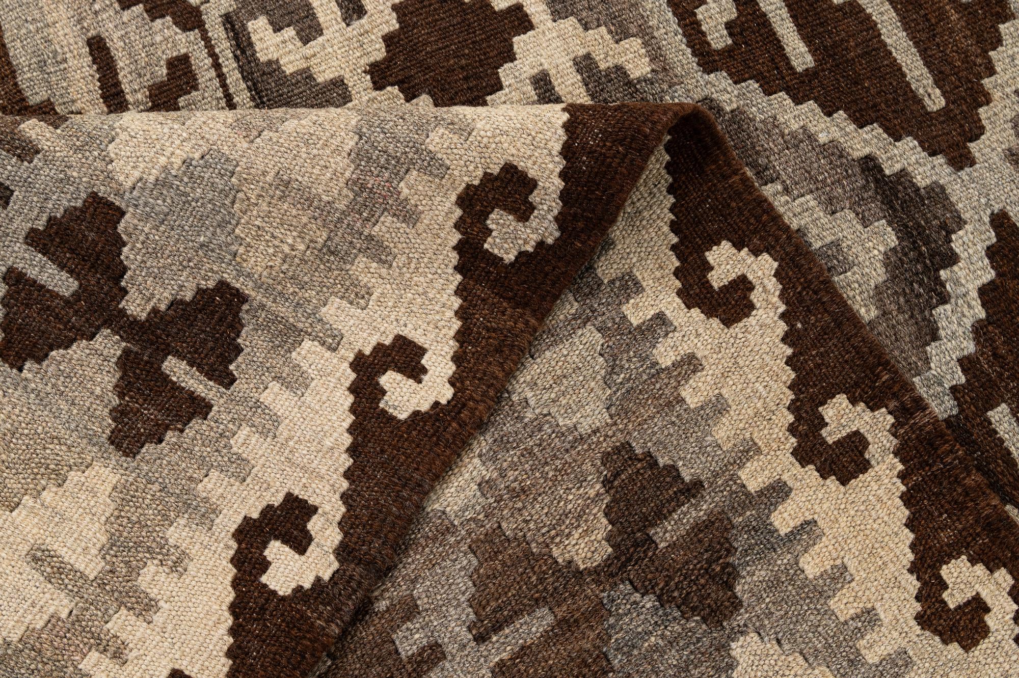 5' 5 x 6' 8 Hand Woven Kilim Maymana Wool Rug