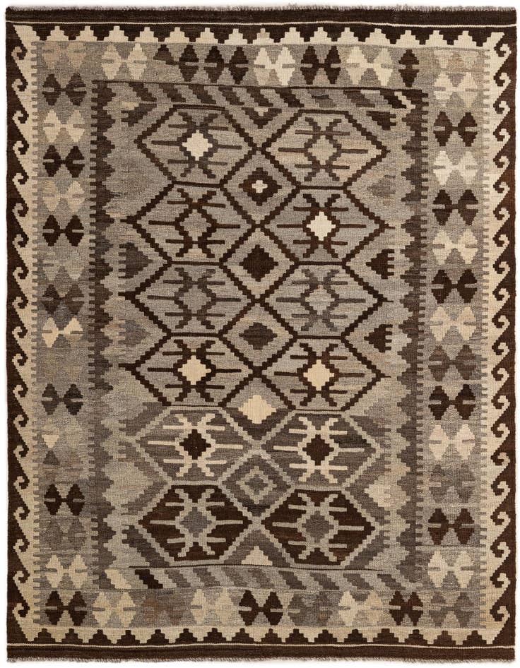 Detail image of 5' 5 x 6' 8 Hand Woven Kilim Maymana Wool Rug