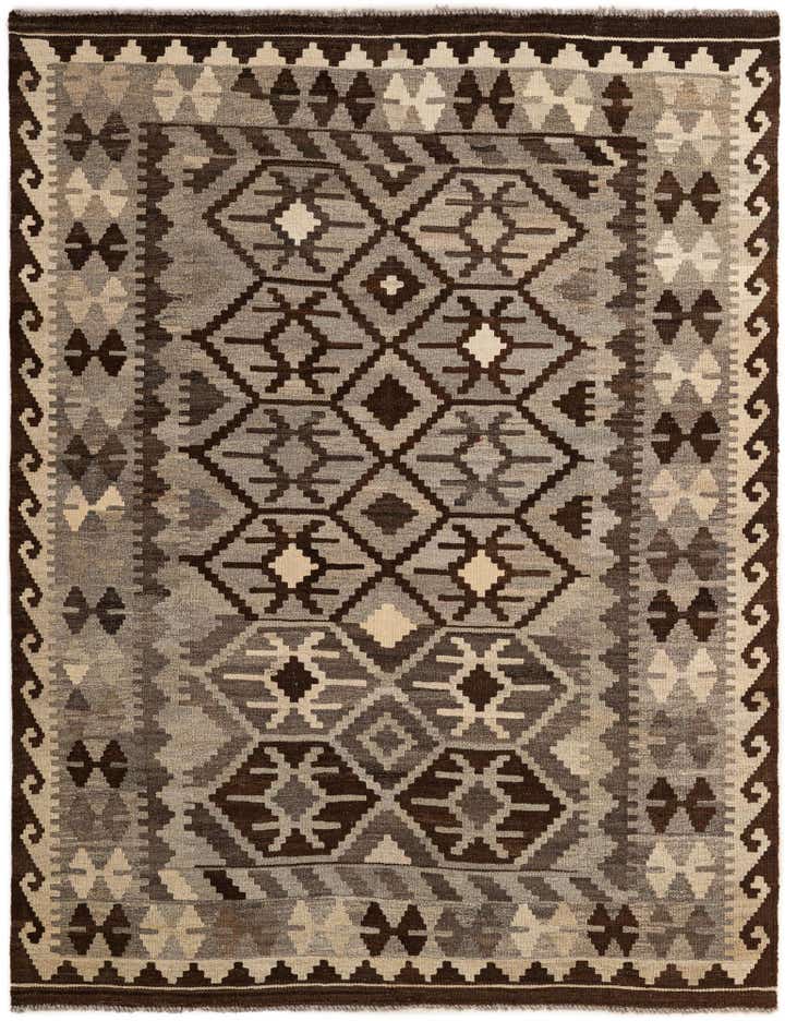 5' 5 x 6' 8 Hand Woven Kilim Maymana Wool Rug