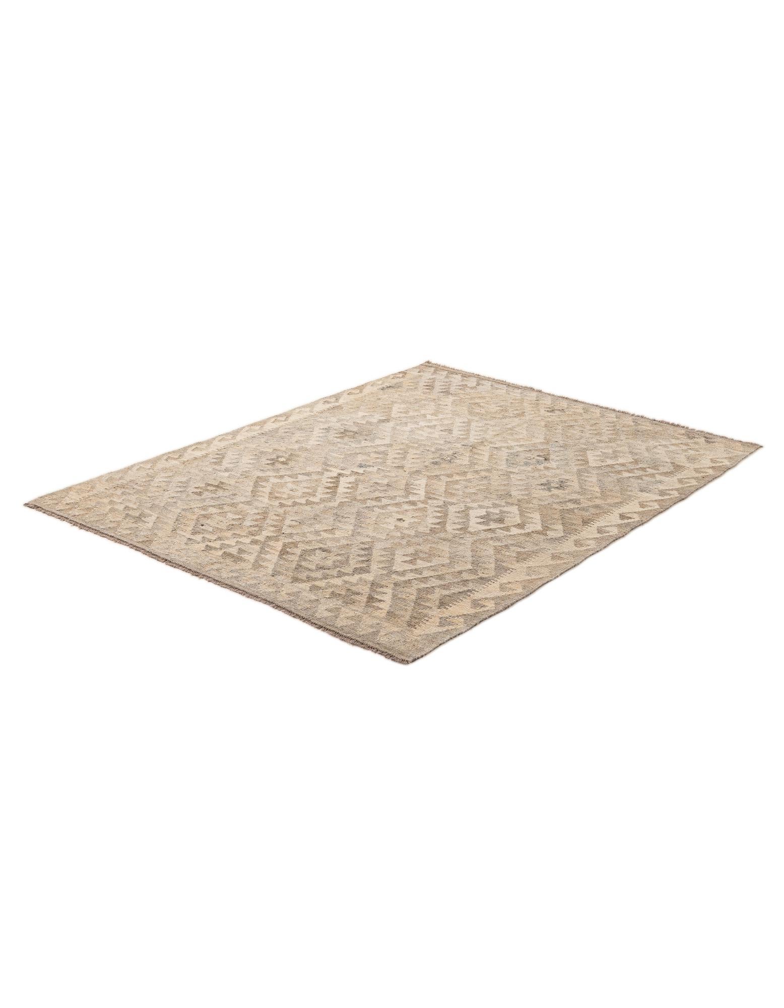 5' 3 x 6' 7 Hand Woven Kilim Maymana Wool Rug