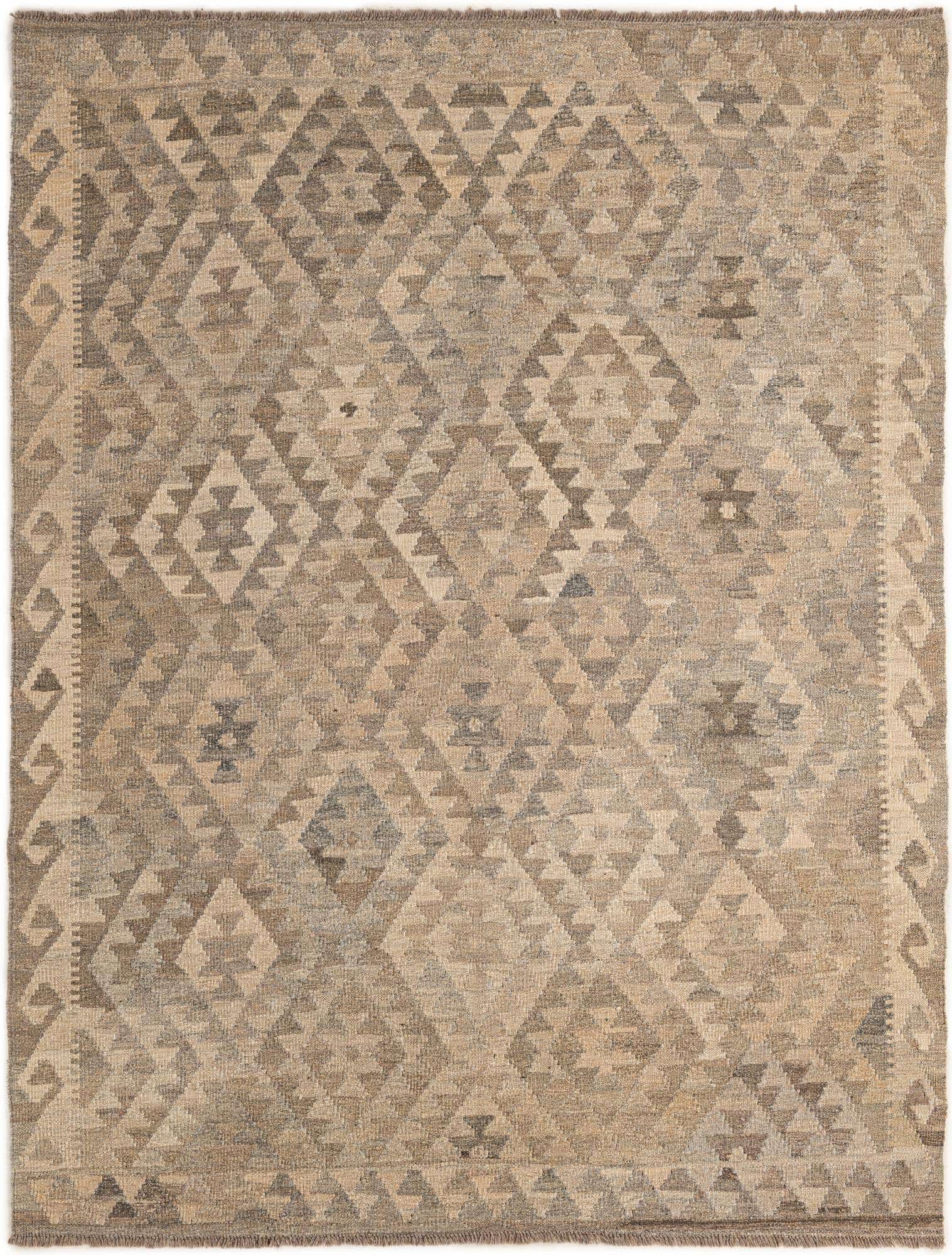 5' 3 x 6' 7 Hand Woven Kilim Maymana Wool Rug
