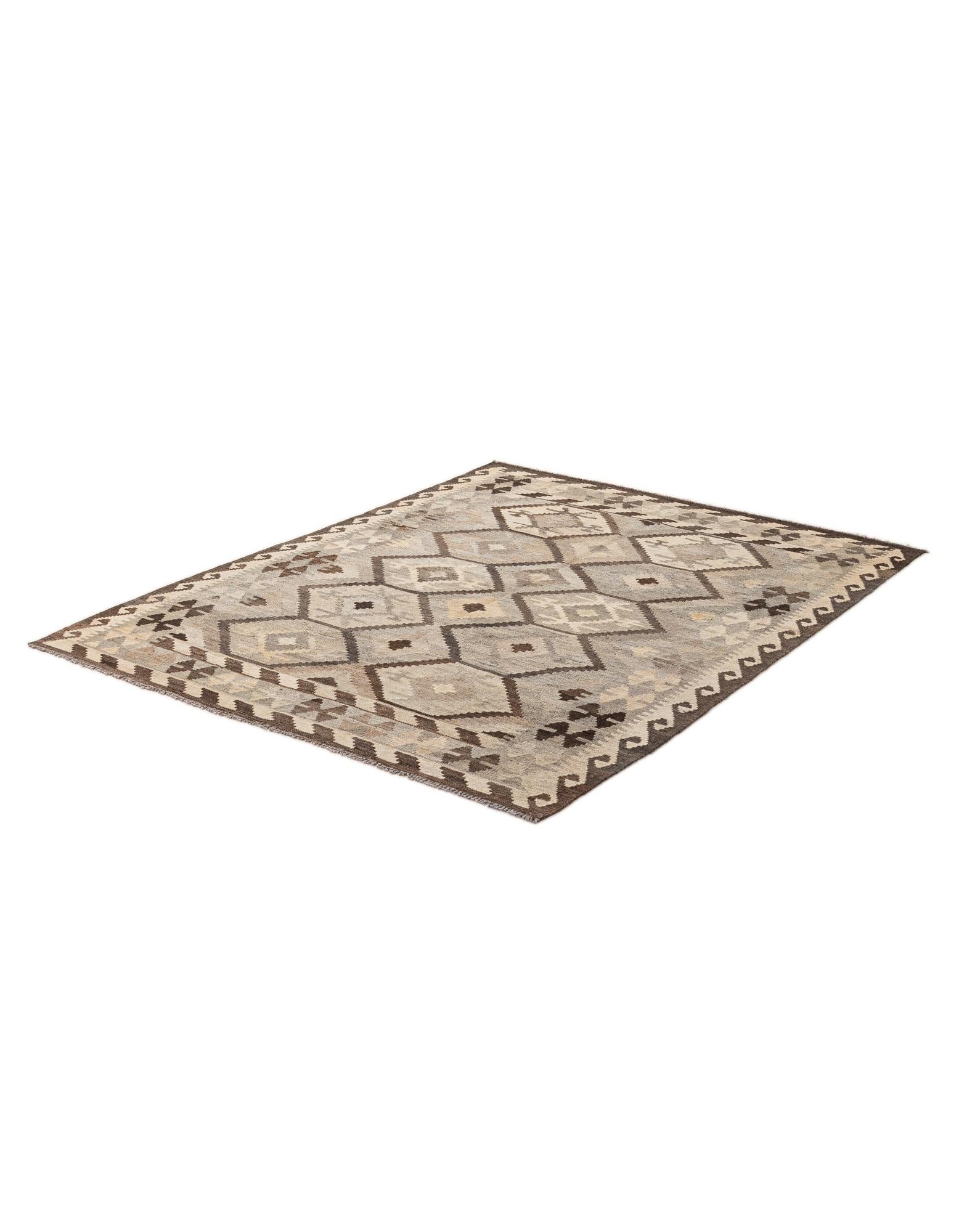 5' 2 x 6' 6 Hand Woven Kilim Maymana Wool Rug