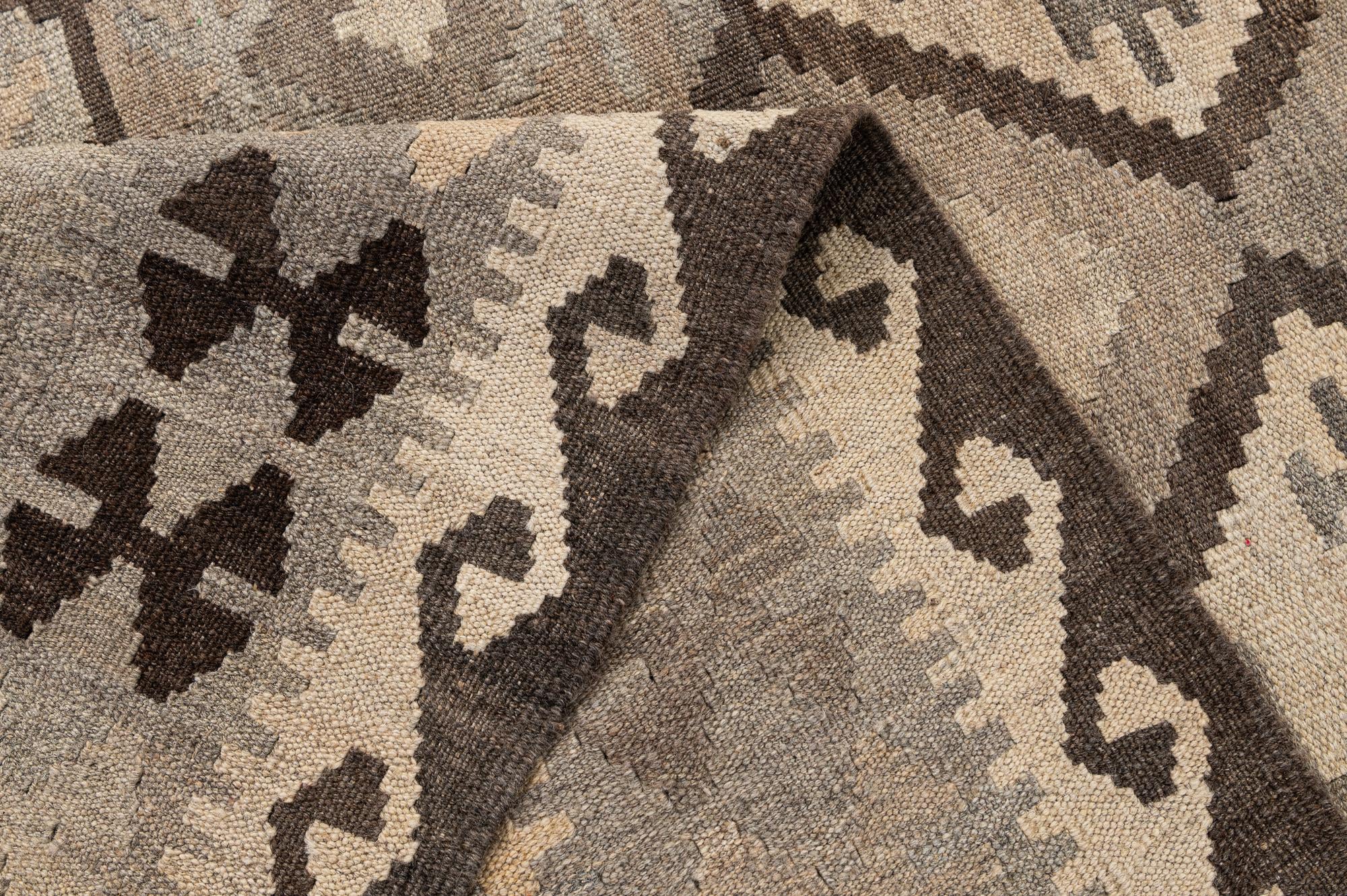 5' 2 x 6' 6 Hand Woven Kilim Maymana Wool Rug