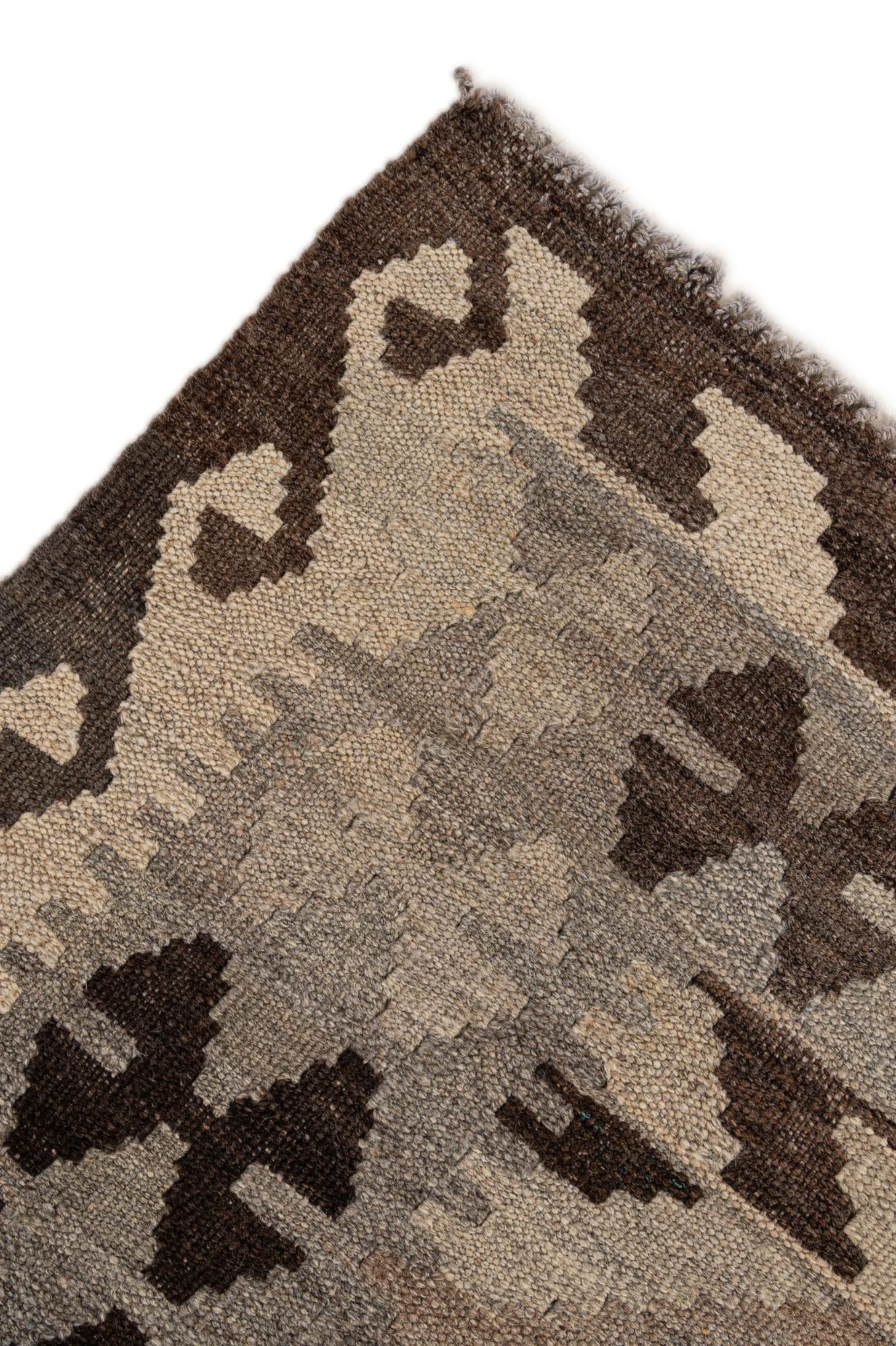 5' 2 x 6' 6 Hand Woven Kilim Maymana Wool Rug