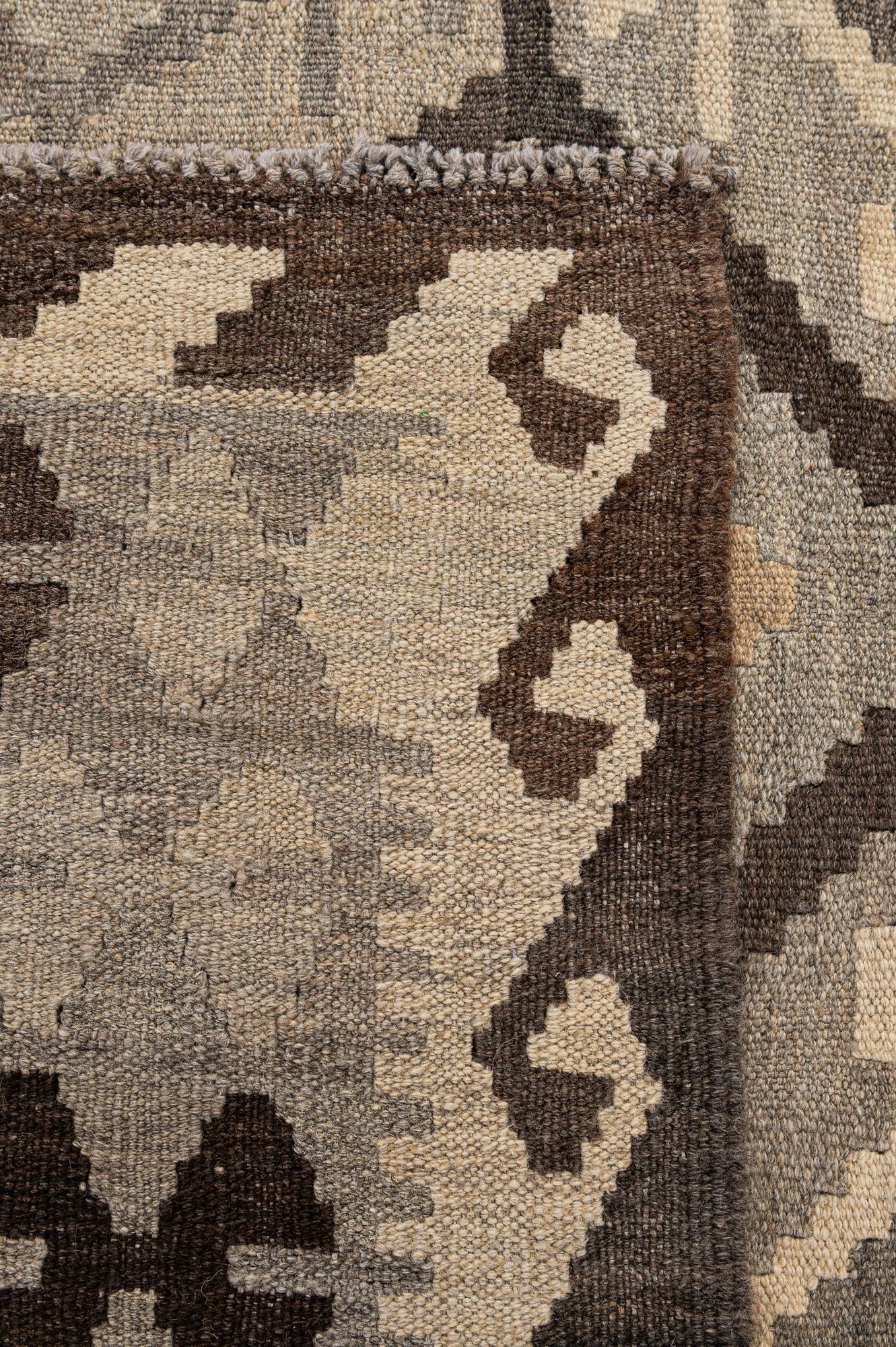 5' 2 x 6' 6 Hand Woven Kilim Maymana Wool Rug