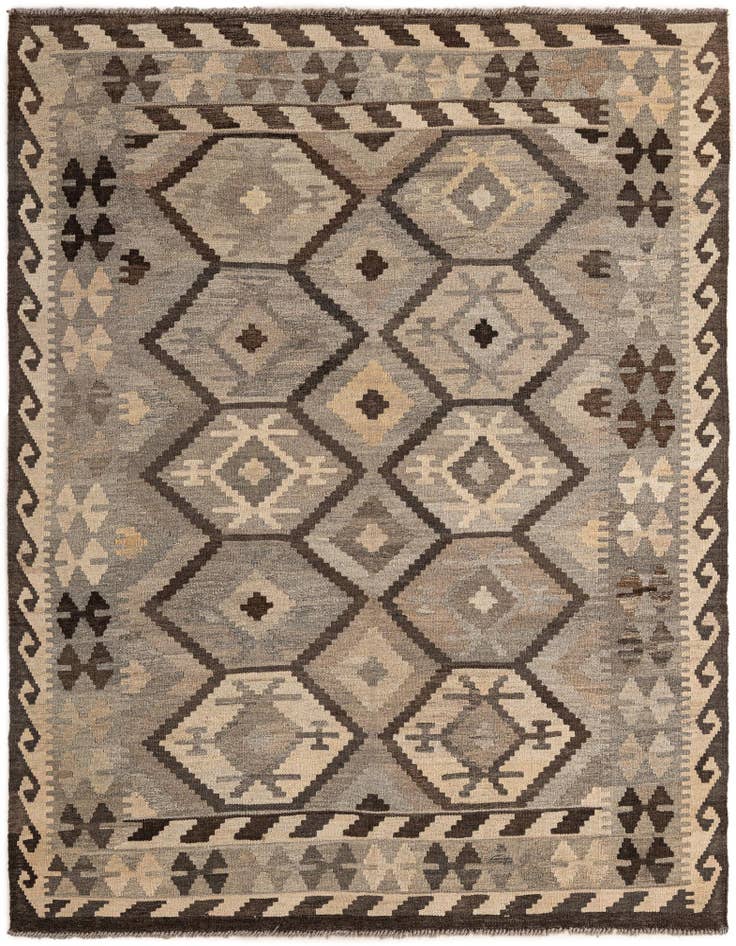 Detail image of 5' 2 x 6' 6 Hand Woven Kilim Maymana Wool Rug