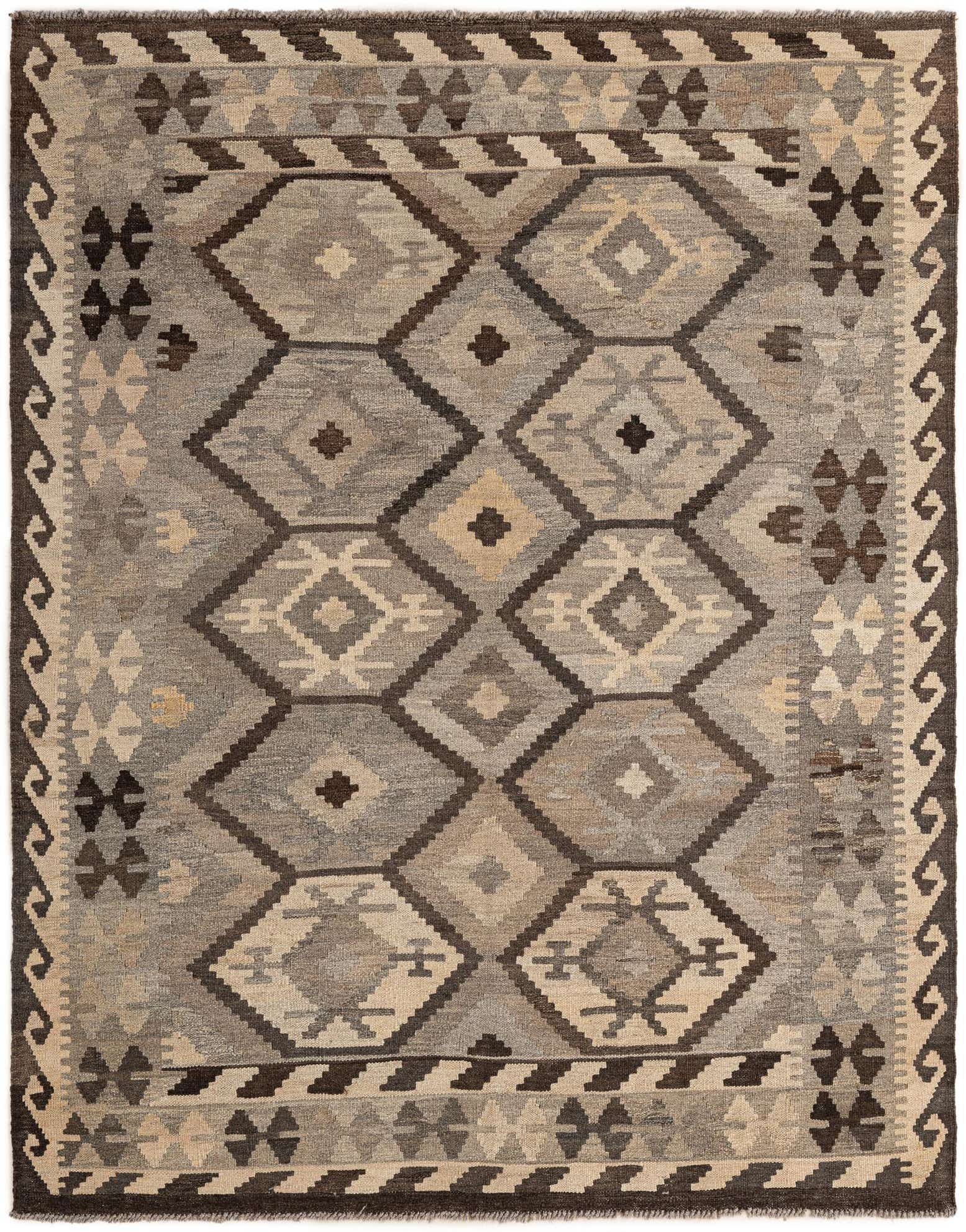 5' 2 x 6' 6 Hand Woven Kilim Maymana Wool Rug