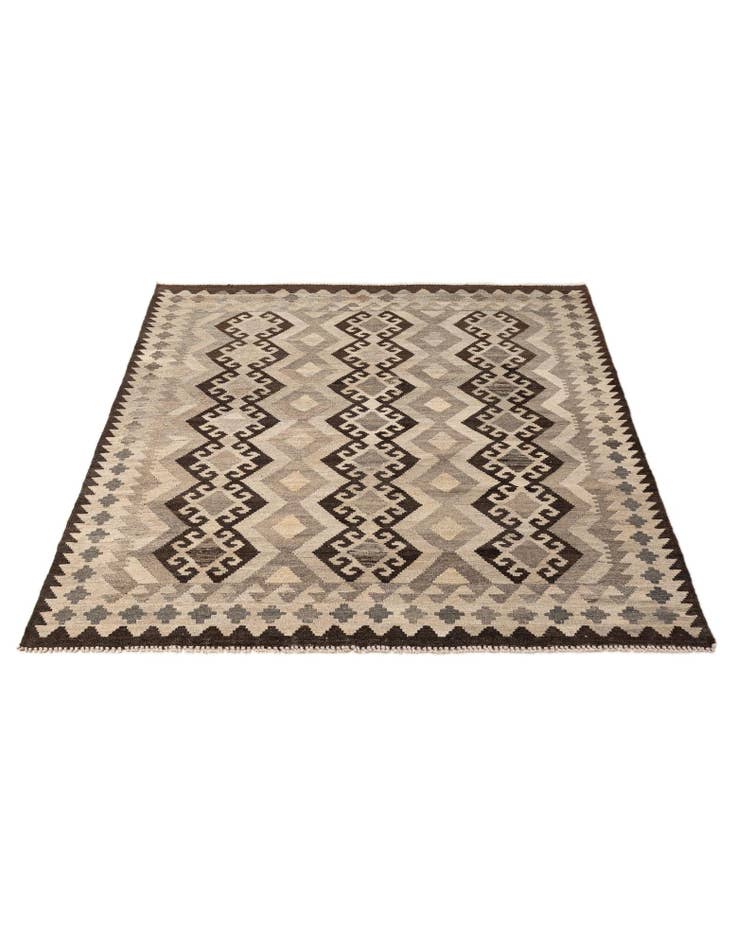 Detail image of 5' 4 x 6' 8 Hand Woven Kilim Maymana Wool Rug