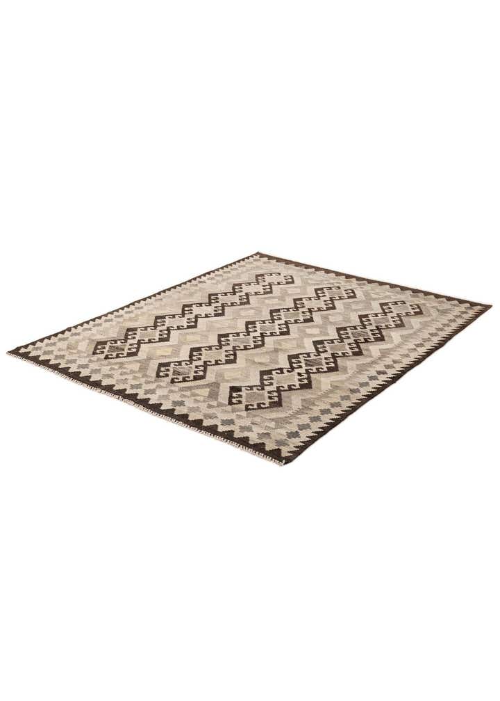 5' 4 x 6' 8 Hand Woven Kilim Maymana Wool Rug