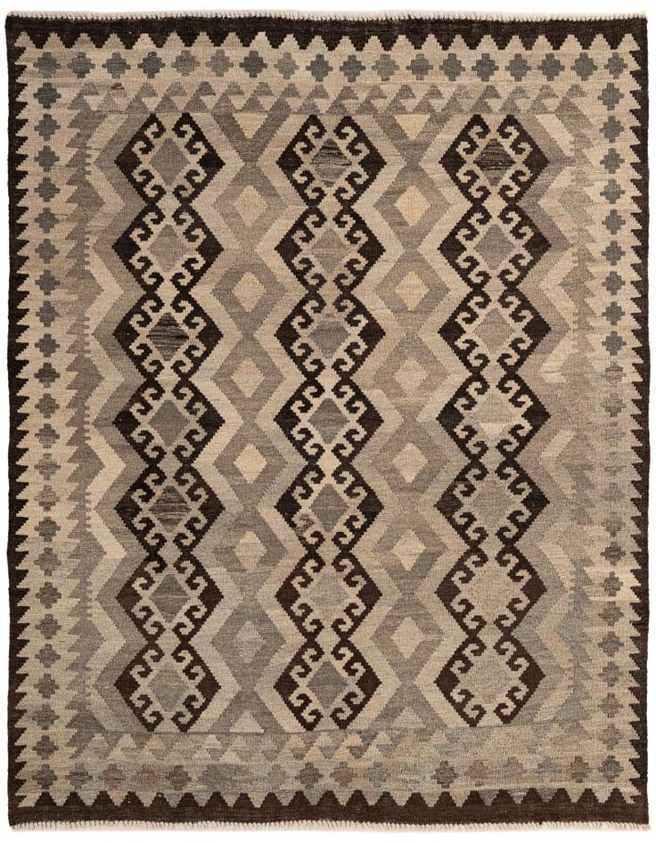 Detail image of 5' 4 x 6' 8 Hand Woven Kilim Maymana Wool Rug